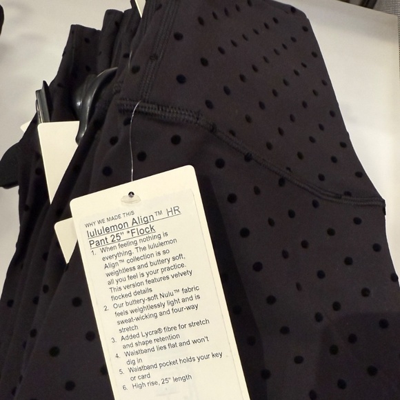 LULULEMON ALIGN HIGH-RISE PANT 25" POLKA DOT FLOCKED BLACK SIZE 6 NEW - Picture 1 of 6